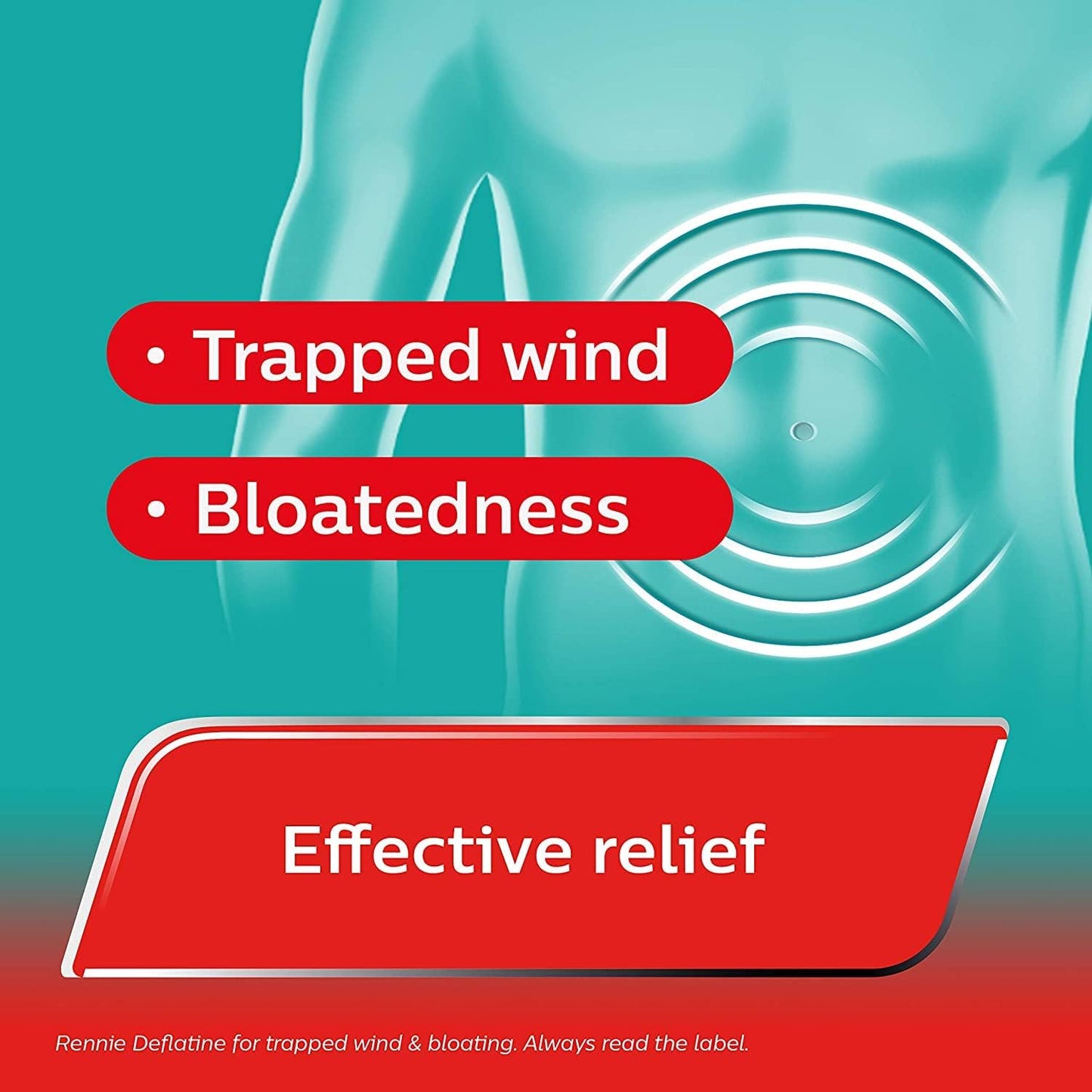 Rennie Deflatine – Wind & Bloating Relief Tablets, Sugar-Free Mint, 18 Chewable Tablets