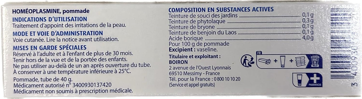 Homeoplasmine Skin Irritation Ointment by Boiron – 40g Tube