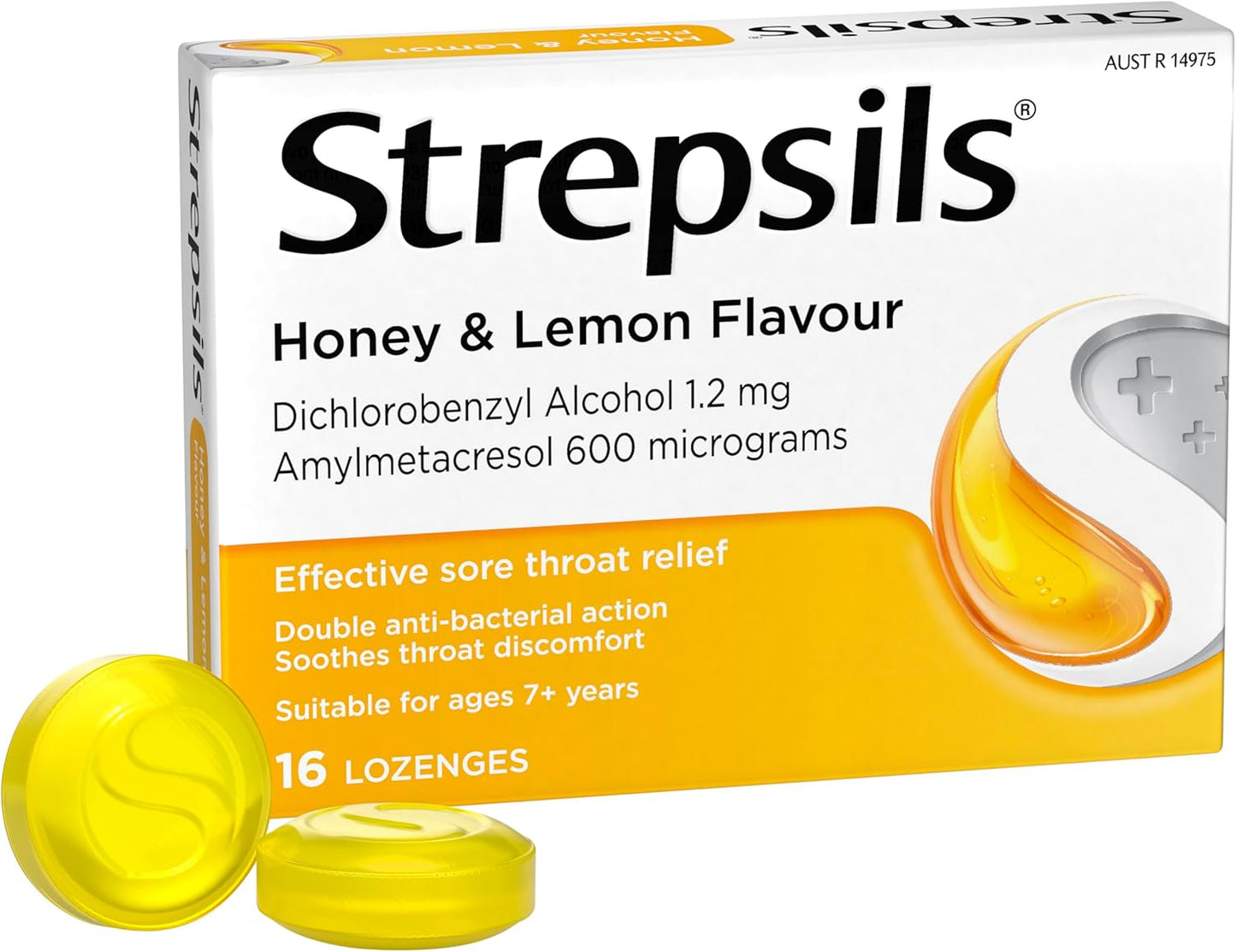 Strepsils Honey & Lemon – Sore Throat Lozenges, 16 Count