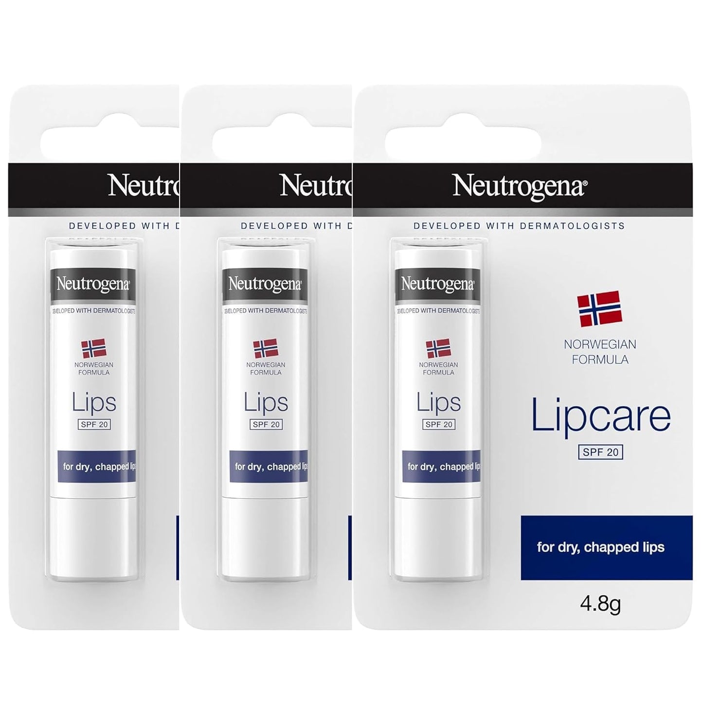 Neutrogena Norwegian Formula Lipcare Stick 0.16 oz – Pack of 3