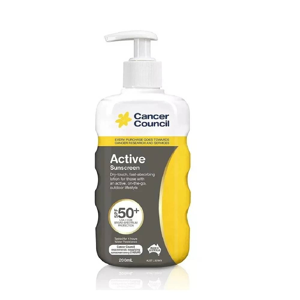 Cancer Council Active Sunscreen SPF50+ – Broad Spectrum Protection – 6.76 fl oz