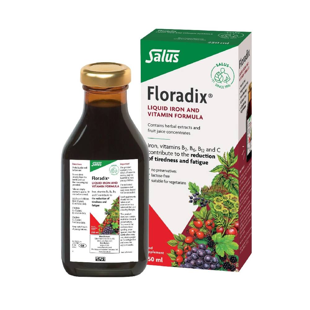 Floradix Liquid Iron & Vitamin Formula – Daily Wellness Liquid – 250 ml / 8.45 fl oz