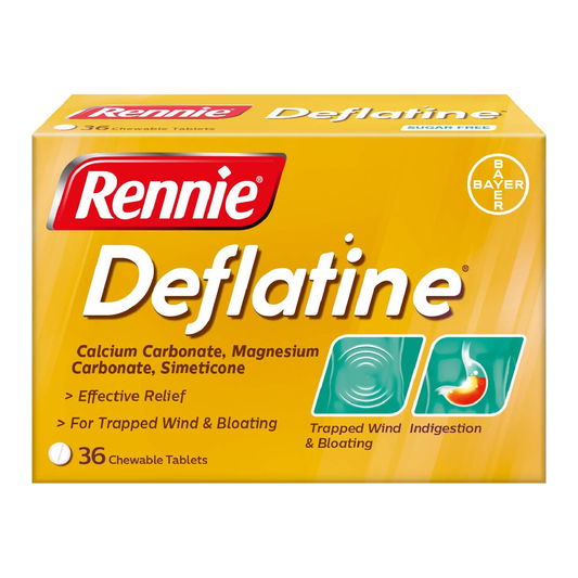 Rennie Deflatine Trapped Wind & Bloatedness Relief Tablets Sugar-Free Mint - 36 Tablets