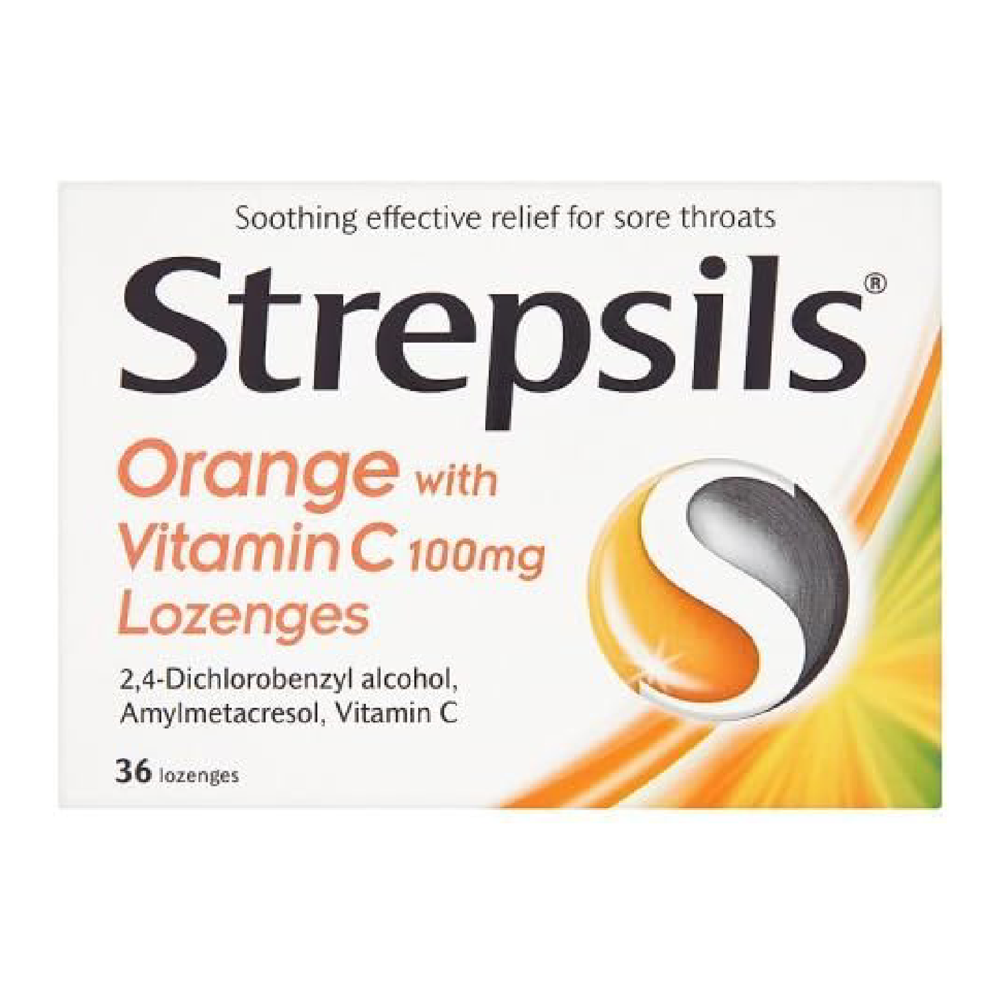 Strepsils Orange with Vitamin C – Throat Lozenges, 36 Count