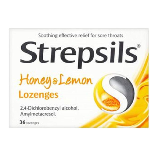 Strepsils Honey & Lemon – Throat Lozenges, 36 Count