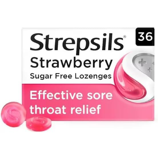 Strawberry Lozenges – Sugar-Free Throat Relief, 36 Count