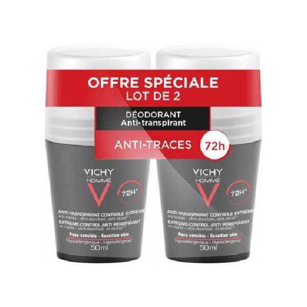 Vichy Homme 72H Extreme Control Antiperspirant Roll-On 50 mL - 2 Pack