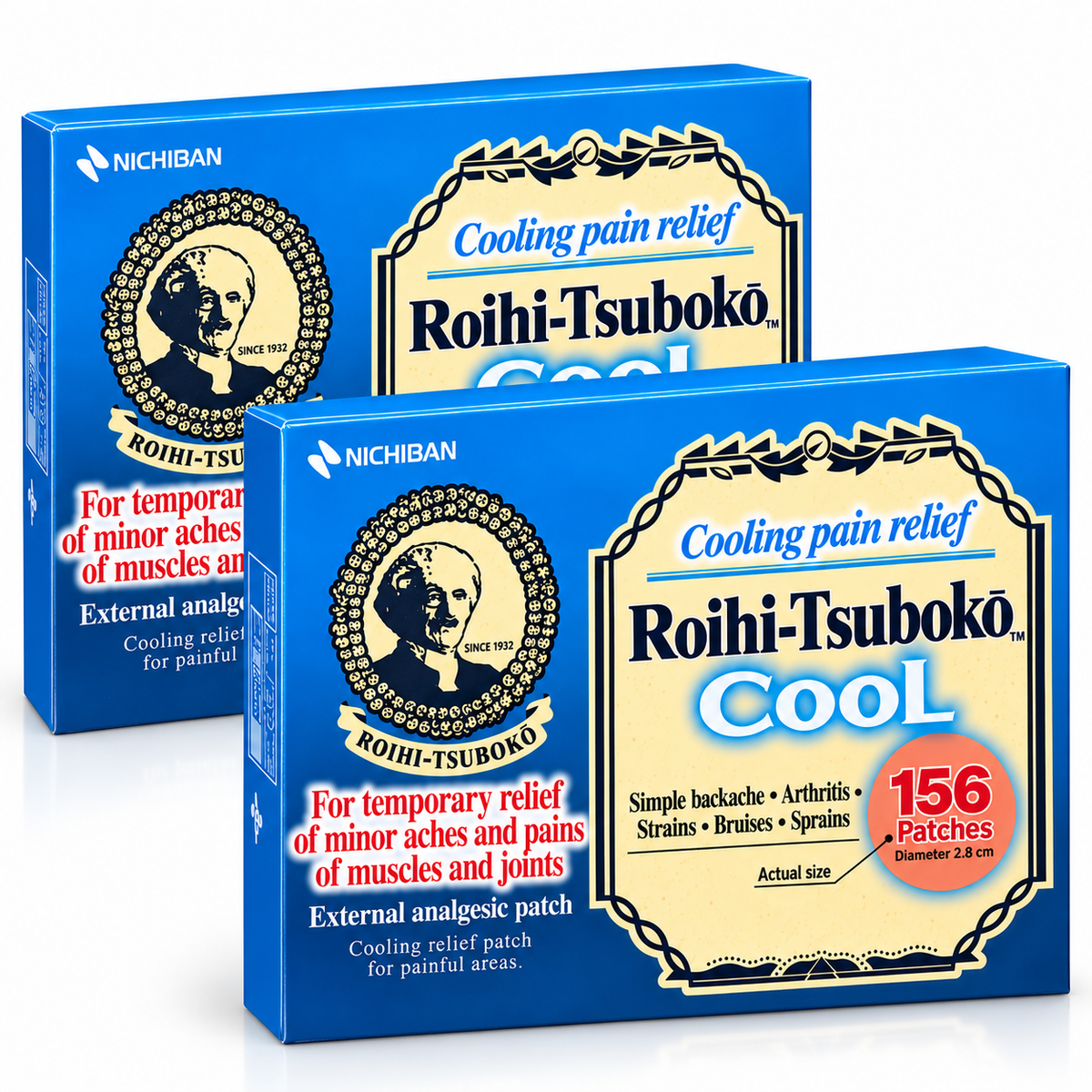 Nichiban Roihi-Tsuboko Cool External Analgesic Patches, 156 Count, Pack of 2