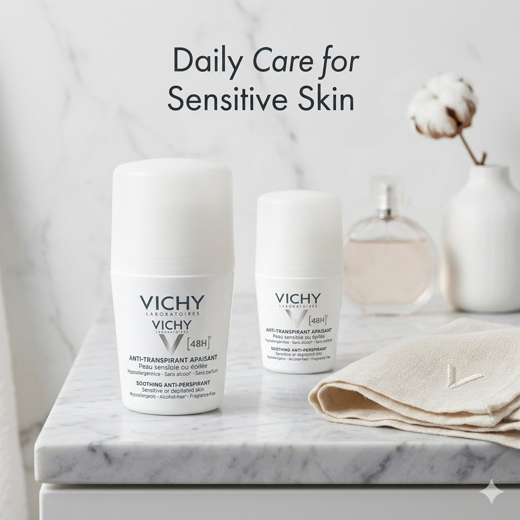 Vichy 48H Soothing Antiperspirant for Sensitive Skin Roll-On - 2 Pack