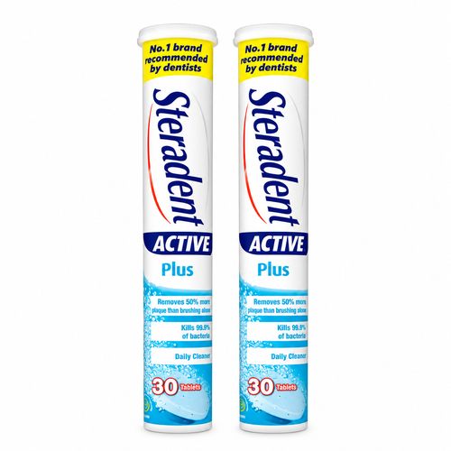 Steradent Active Plus Original Denture Cleaning Tablets, 30 Count (Pack of 2)
