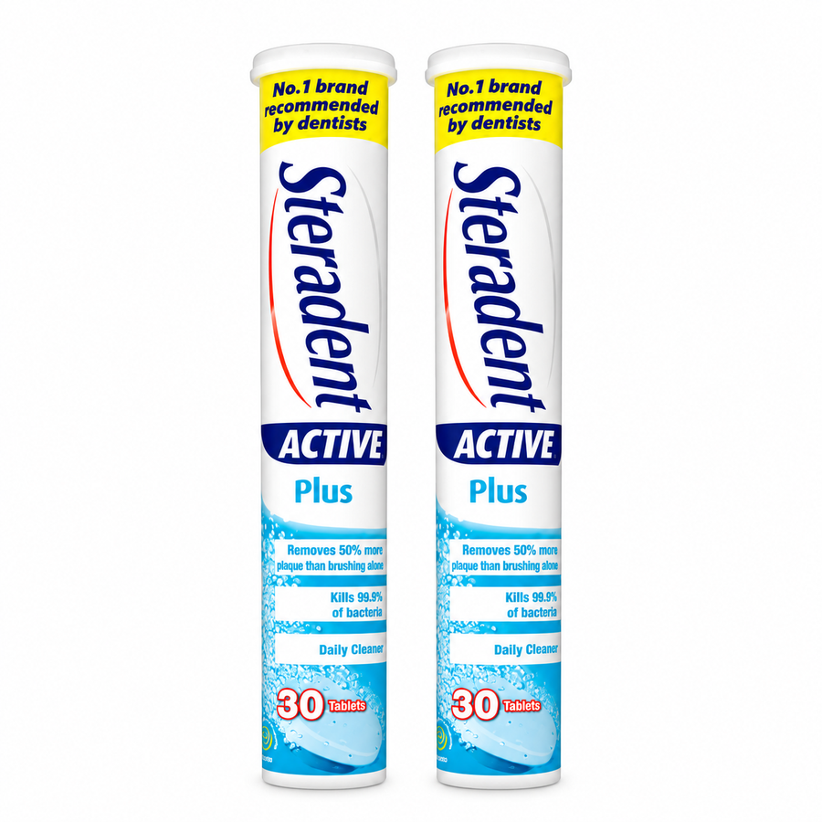 Steradent Active Plus Original Denture Cleaning Tablets, 30 Count (Pack of 2)