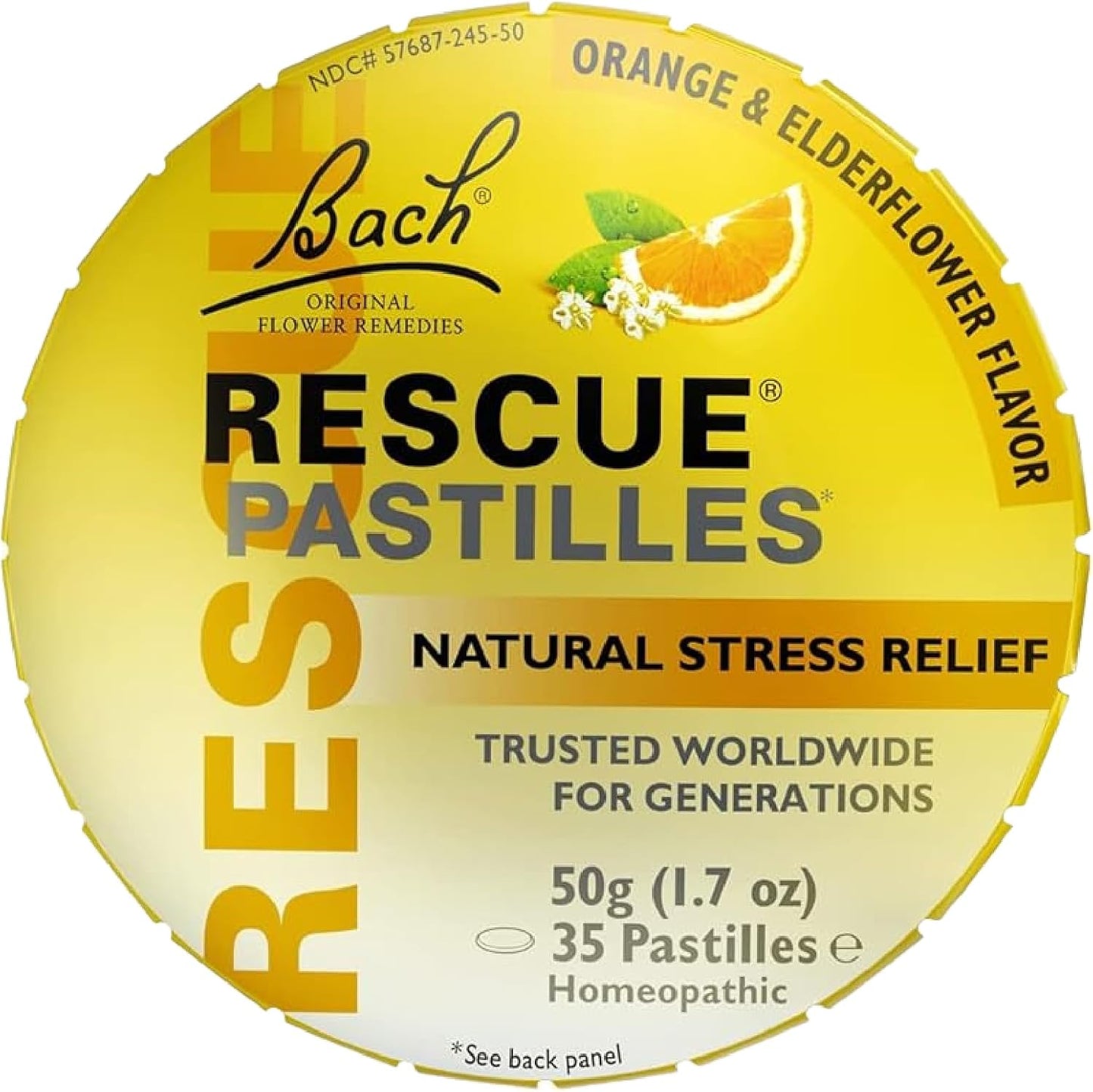 RESCUE Pastilles Orange & Elderflower – 35 Lozenges