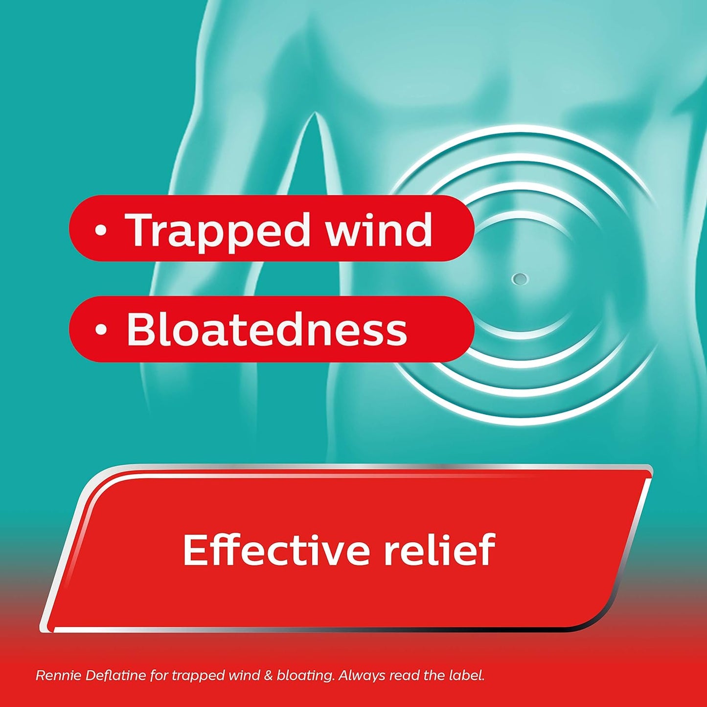 Rennie Deflatine Trapped Wind & Bloatedness Relief Tablets Sugar-Free Mint - 36 Tablets