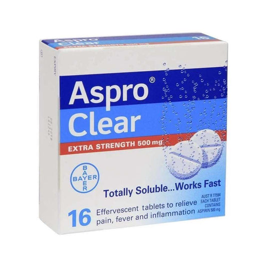 Aspro Clear Extra Strength 500 mg Soluble Tablets – 16 Count