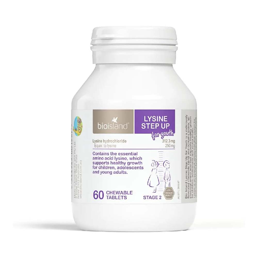 BioIsland Lysine Step Up for Youth Chewable Tablets, 60 Count