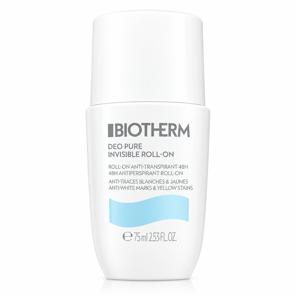 Biotherm Deo Pure Invisible 48H Antiperspirant Roll-On, Anti-Marks – 75 ml