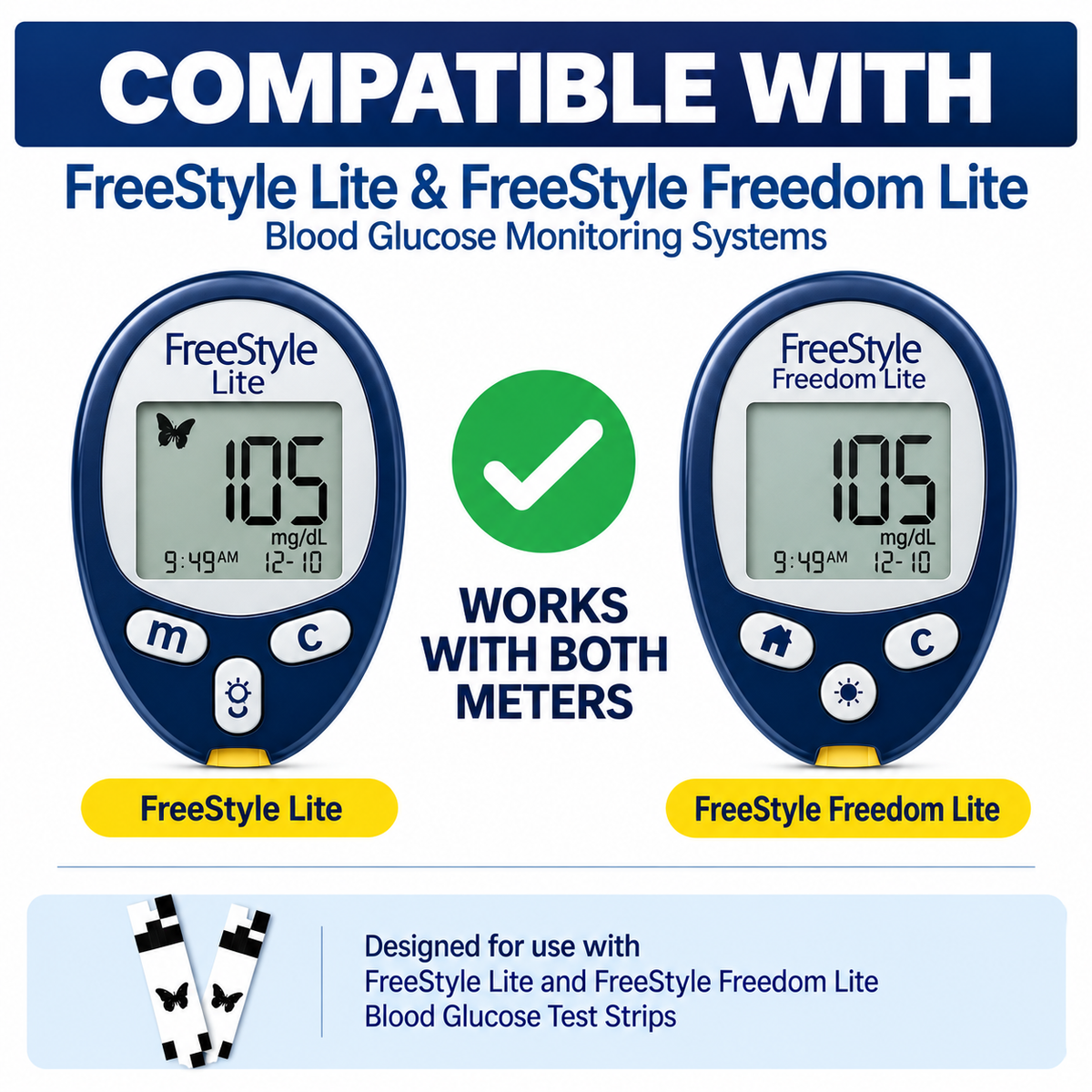 FreeStyle Lite Blood Glucose Test Strips, 100 Count