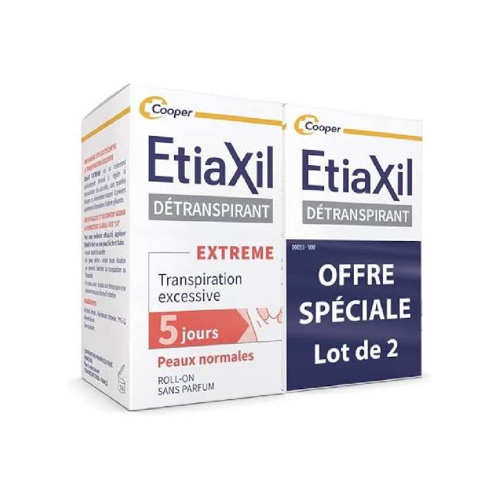 Etiaxil Underarm Antiperspirant Roll-On for Normal Skin, 2 x 15 ml