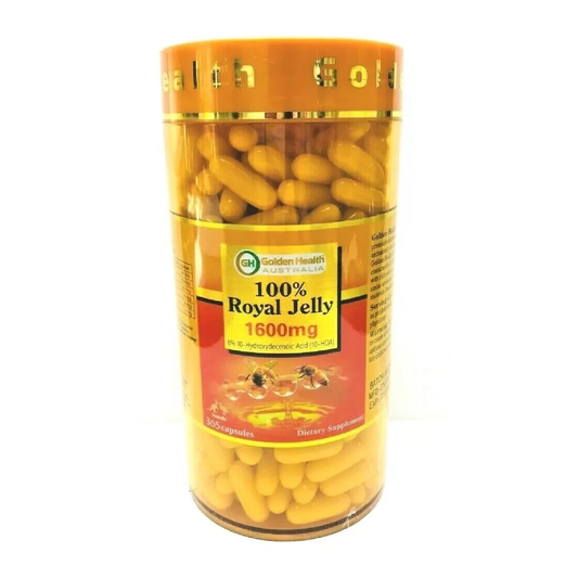 Golden Health Royal Jelly 1600mg – 365 Capsules with 6% 10-HDA for Energy & Immune Support