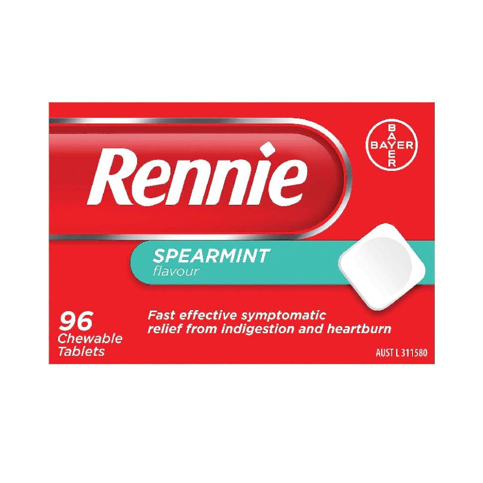 Rennie Spearmint Chewable Antacid Tablets – 96 Count