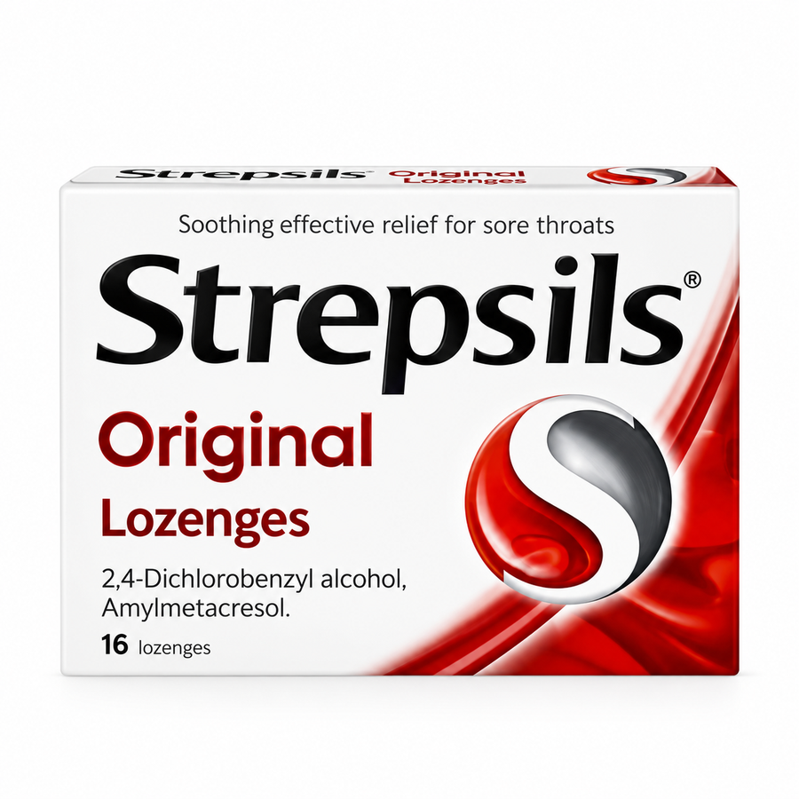 Strepsils Original Sore Throat Lozenges, Dual Antiseptic – 16 Count