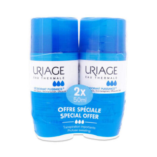 Uriage Power 3 Antiperspirant Deodorant Roll-On, 2 × 50 mL