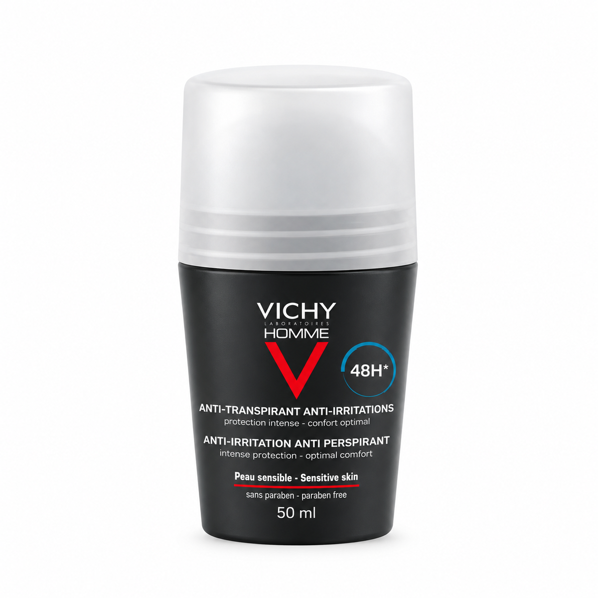 Vichy Homme 48H Anti-Irritation Antiperspirant Roll-On, Sensitive Skin – 50 ml