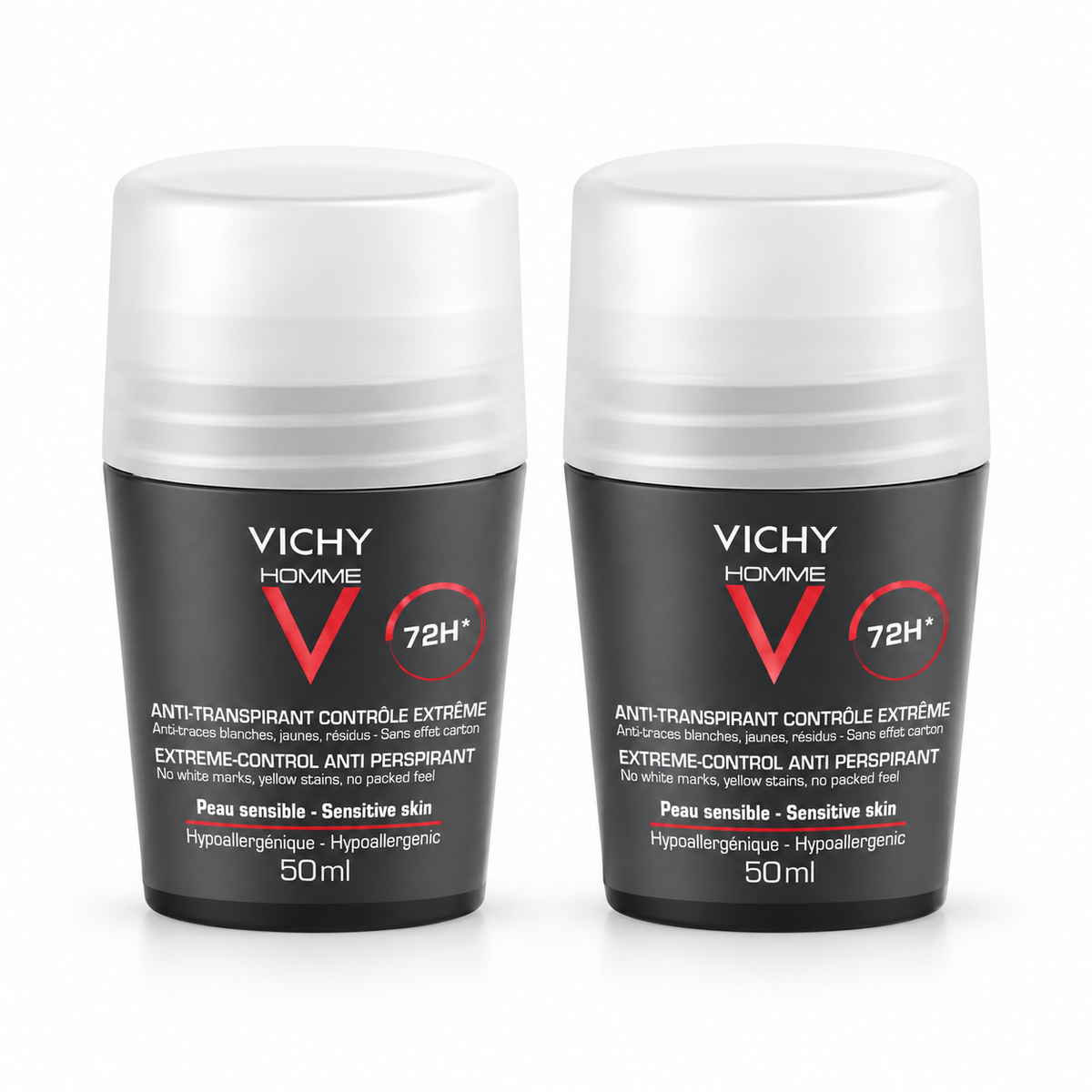 Vichy Homme 72H Extreme Control Antiperspirant Roll-On 50 mL - 2 Pack
