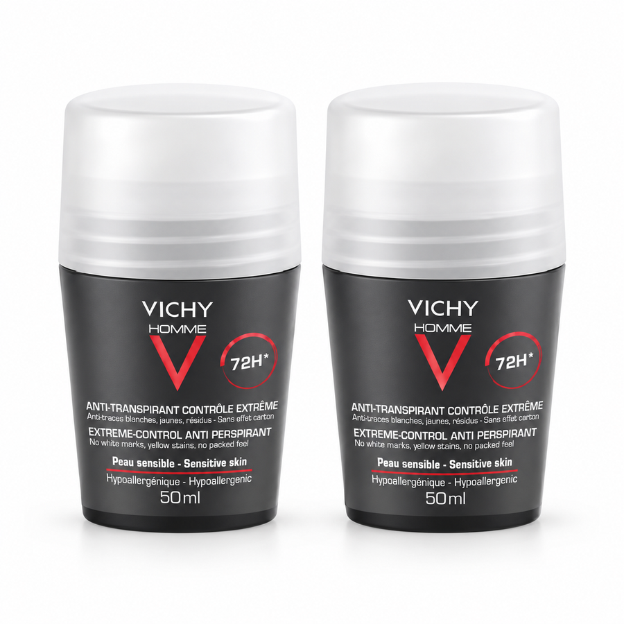 Vichy Homme 72H Extreme Control Antiperspirant Roll-On 50 mL - 2 Pack