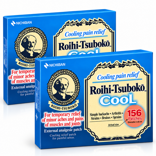 Nichiban Roihi-Tsuboko Cool External Analgesic Patches, 156 Count, Pack of 2