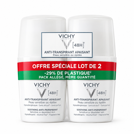 Vichy 48H Soothing Antiperspirant for Sensitive Skin Roll-On - 2 Pack