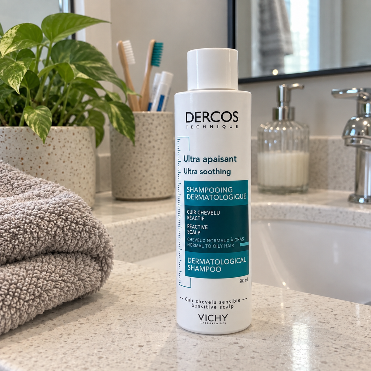 Vichy Dercos Ultra Soothing Shampoo for Normal to Oily Hair, 200 mL