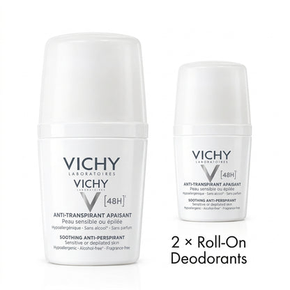 Vichy 48H Soothing Antiperspirant for Sensitive Skin Roll-On - 2 Pack