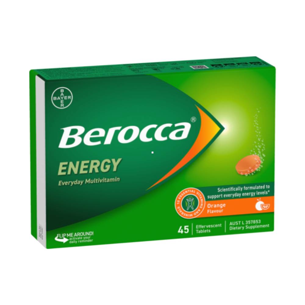 Berocca Energy Orange Effervescent Multivitamin Tablets – 45 Count
