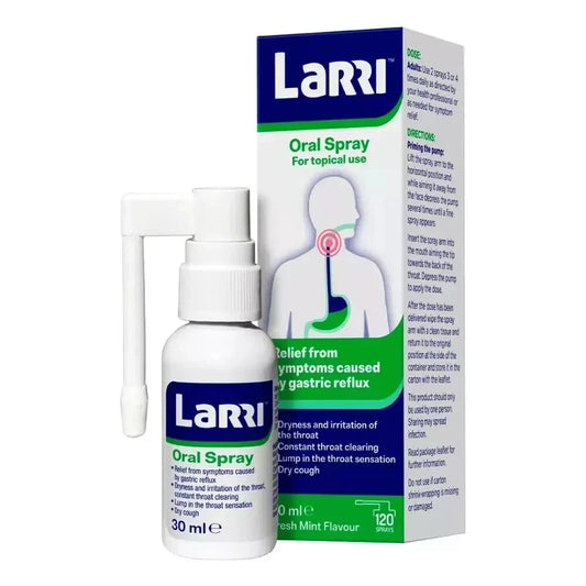 LARRI Oral Spray for Silent Reflux Symptoms, Fresh Mint, 30 mL