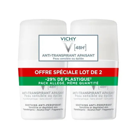 Vichy 48H Soothing Antiperspirant for Sensitive Skin Roll-On - 2 Pack